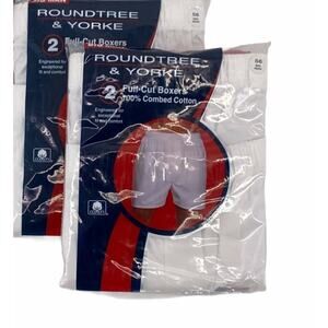 Roundtree & Yorke White Cotton Boxer Shorts Underwear Lot Mens Size 56 4pr